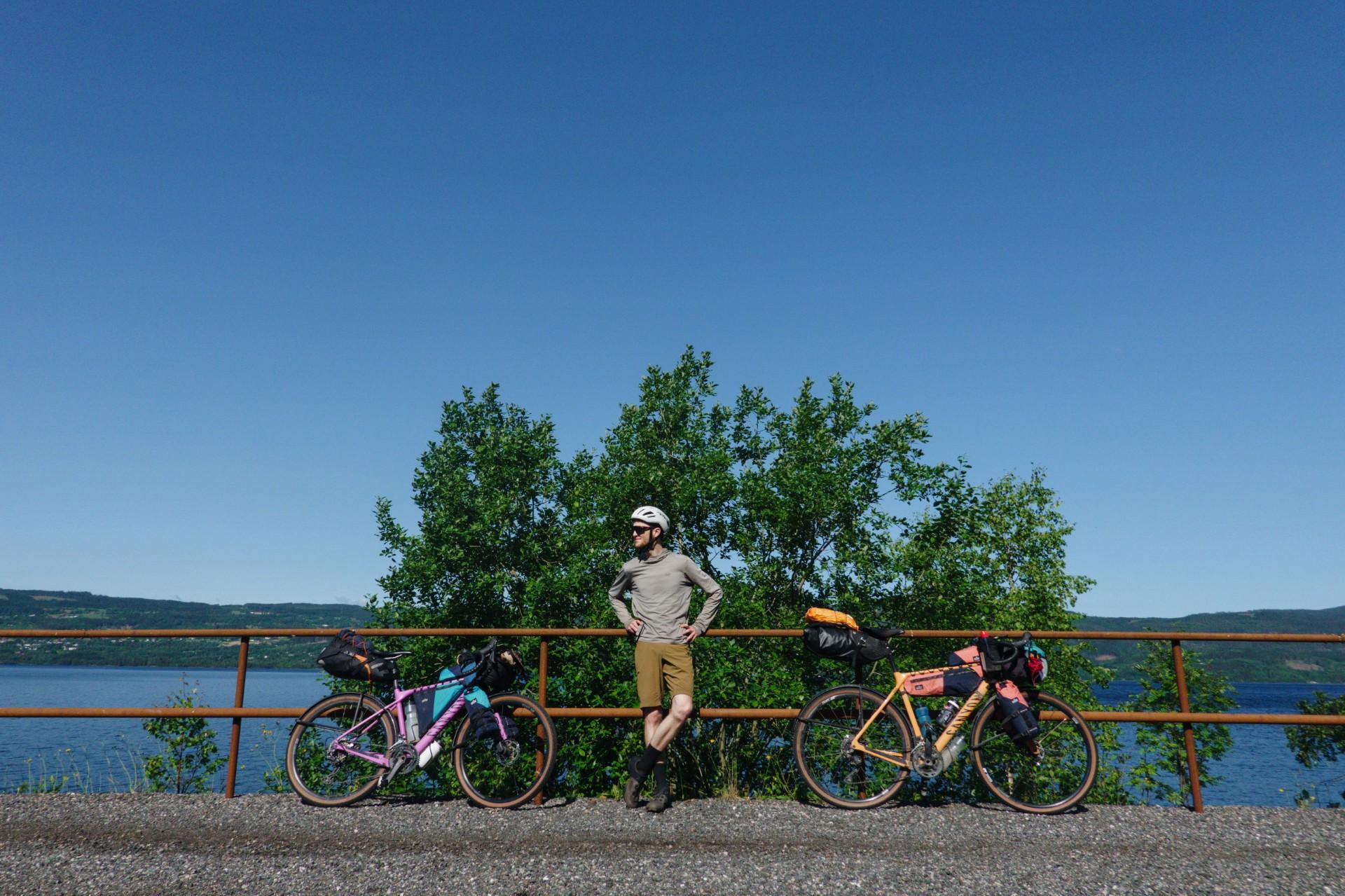 Two bikes with custon bikepacking bags